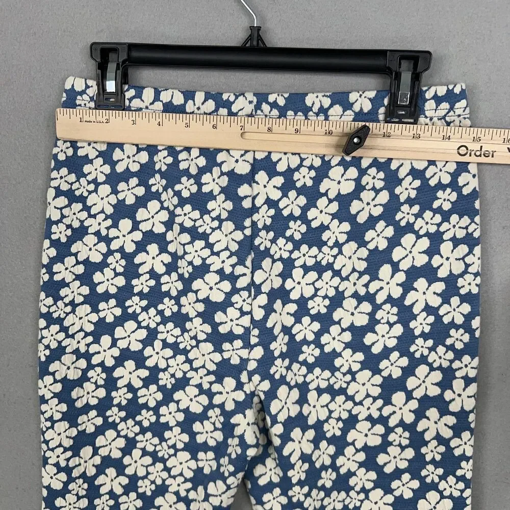 American Eagle Pants Womens Medium Blue White Floral Flare Retro Boho 90s Y2K - Picture 8 of 15